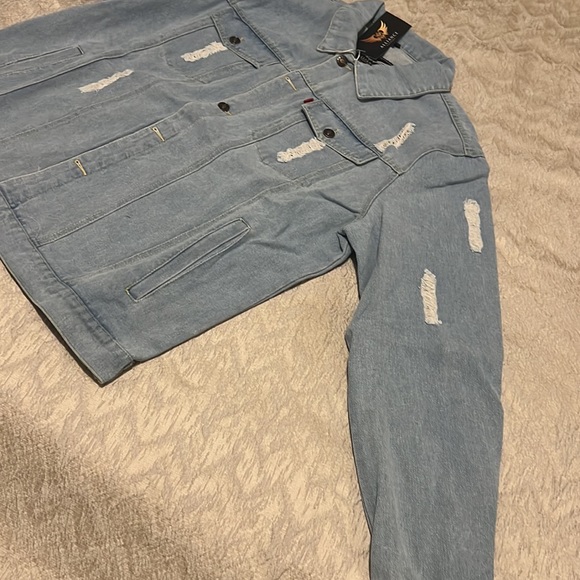 Alliance Fashion Distressed Denim Jacket Sz X-Large - Picture 3 of 7